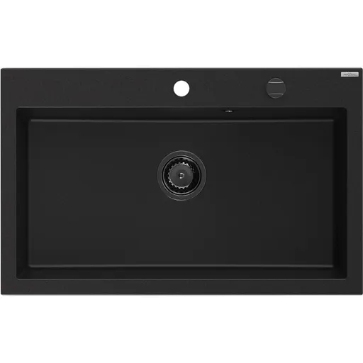 MEXEN/S MEXEN/S - Elix granitový drez 1-miska 800 x 500 mm, čierna, sifón zlatá 6527801005-77-B