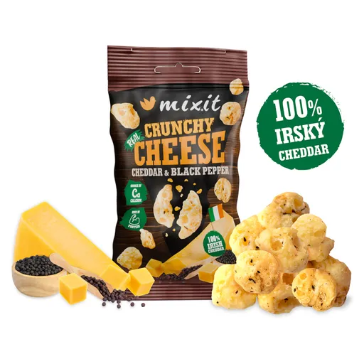MIXIT Chrumkavý syr do vrecka írsky cheddar a čierne korenie 20 g