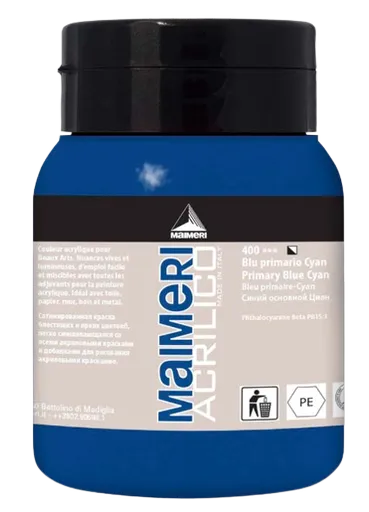 MAIMERI ACRILICO - Akrylové farby 400 - primary blue-cyan, 0,5 L
