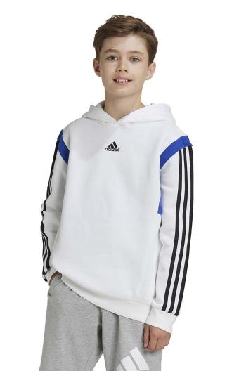 Detská mikina adidas B HD CB biela farba, s kapucňou, vzorovaná, JE0321
