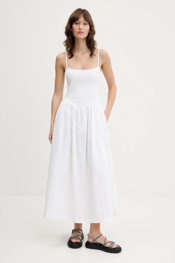 Šaty Abercrombie & Fitch biela farba, maxi, áčkový strih, KI159-5842