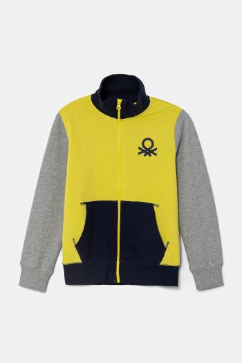 Detská bavlnená mikina United Colors of Benetton žltá farba, jednofarebná, 3J68C501B
