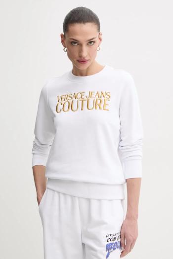 Bavlnená mikina Versace Jeans Couture dámska, biela farba, s nášivkou, 78HAIT06 CF01T