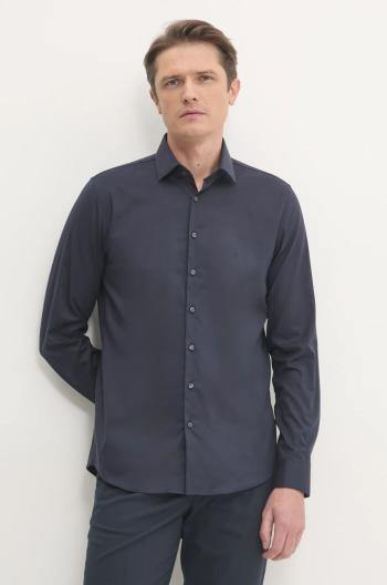 Košeľa Calvin Klein pánska, tmavomodrá farba, slim, s klasickým golierom, K10K114326
