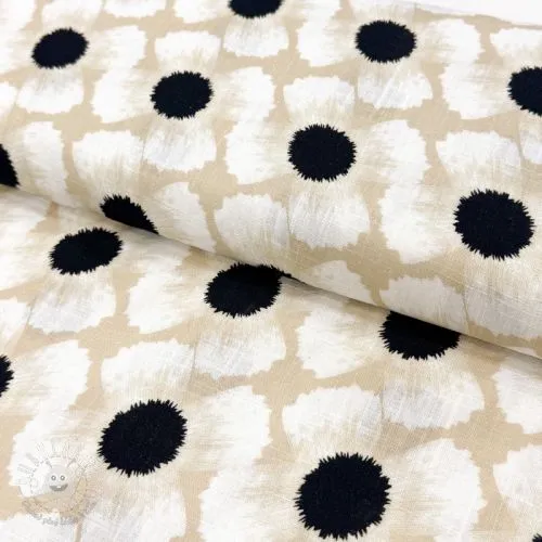 Viskóza s ľanom Waxflower design B digital print