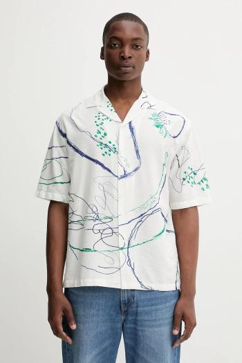 Bavlnená košeľa Desigual MAX béžová farba, voľný strih, 25WMCW06