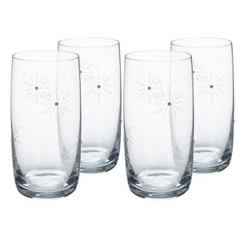 KONDELA Snowflake Drink pohár na vodu (4 ks) 460 ml priehľadná / biela