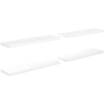 Plávajúce nástenné police 4 ks biele vysoký lesk 90 x 23,5 x 3,8 cm (323756)