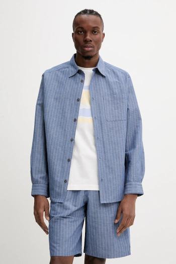 Košeľa s prímesou ľanu A.P.C. chemise malo voľný strih, s klasickým golierom, COHFW.H12532