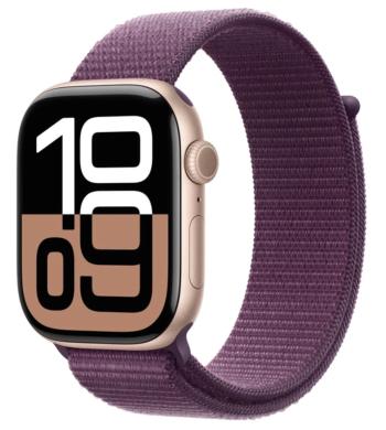 APPLE Watch Series 10 GPS 42mm Rose Gold Aluminium Case with Plum Sport Loop