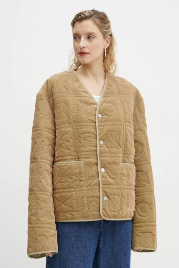 Zamatová bunda Nanushka ADARA zelená farba, prechodná, oversize, NU24FWJK03166