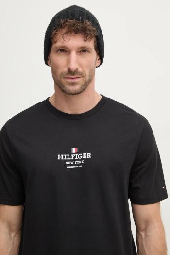 Tričko Tommy Hilfiger pánske, čierna farba, s potlačou, MW0MW38980