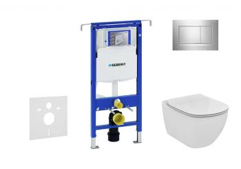GEBERIT - Duofix Modul na závesné WC s tlačidlom Sigma30, lesklý chróm/chróm mat + Ideal Standard Tesi - WC a doska, Aquablade, SoftClose 111.355.00.5 NU6