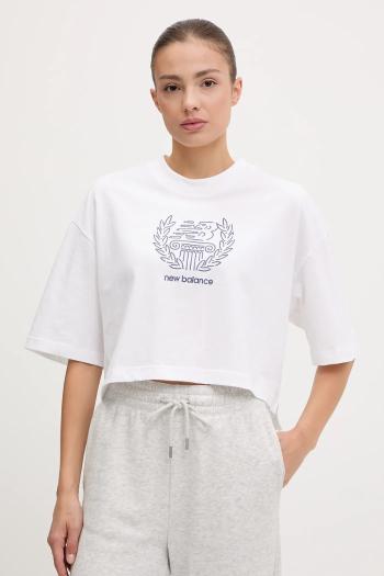Bavlnené tričko New Balance dámske, biela farba, WT51935WT