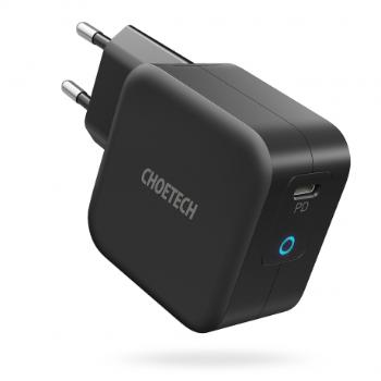 Choetech Q6006 GaN sieťová nabíjačka USB-C 60W PD + kábel USB-C / USB-C 1.8m, čierna (Q6006)