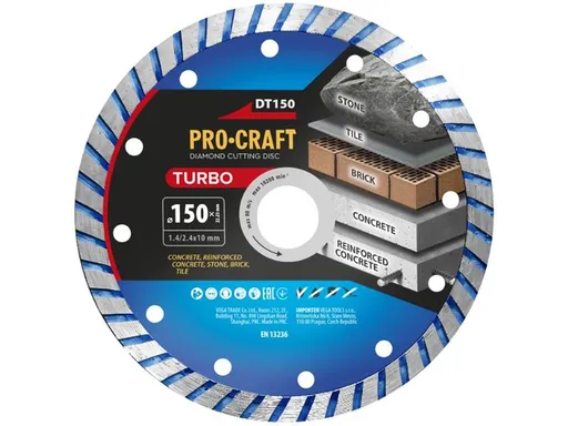 Diamantový rezný kotúč 150 mm PROCRAFT DT150 Turbo