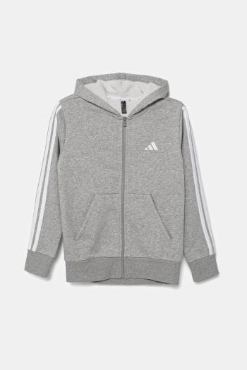 Detská mikina adidas šedá farba, s kapucňou, melanžová, JY4979