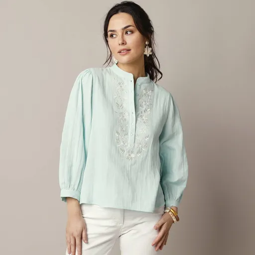 Blúzka s výšivkou z dvojitého mušelínu