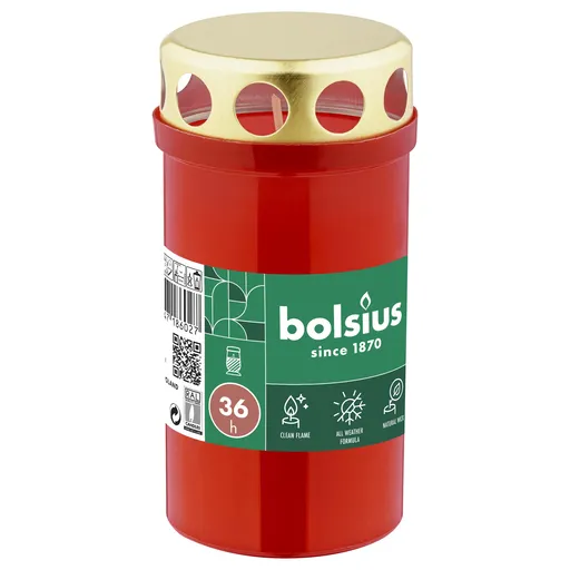 Bolsius HŘBITOVNÁ SVIEČKA ČERVENÁ 36H 13CM