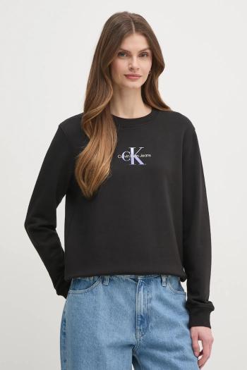 Bavlnená mikina Calvin Klein Jeans dámska, čierna farba, s potlačou, J20J225360