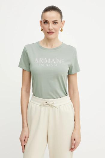 Bavlnené tričko Armani Exchange dámske, zelená farba, XW000387 AF10354
