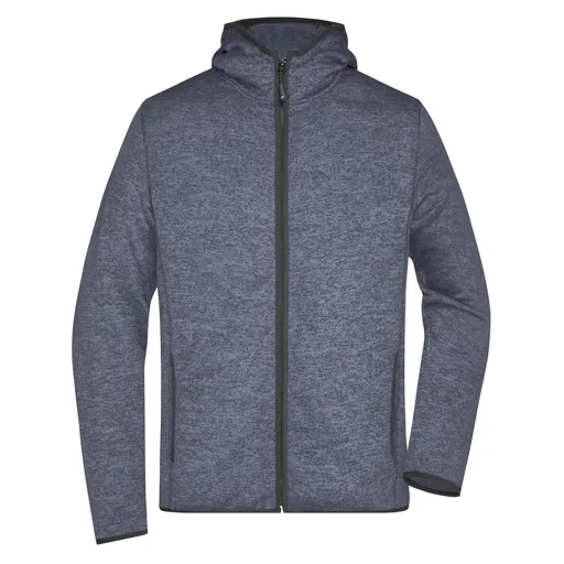 James & Nicholson (Daiber) Pánska mikina s kapucňou na zips JN589 - Džínsový melír / čierna | XL