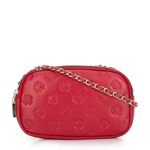 Dámska kožená crossbody kabelka na retiazke béžová 99-4E-305-8