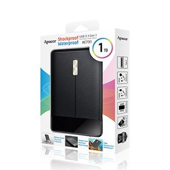 Apacer externí pevný disk, AC731, 2.5", USB 3.0 (3.2 Gen 1), 1TB, AP1TBAC731B-1, černý, otřesuvzdorný, odolný proti prachu a vodě
