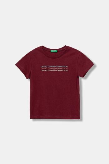 Detské bavlnené tričko United Colors of Benetton bordová farba, 3I1XC10Q1