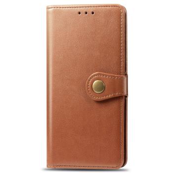 LEATHER BUCKLE Peňaženkový obal Samsung Galaxy A42 5G hnedý