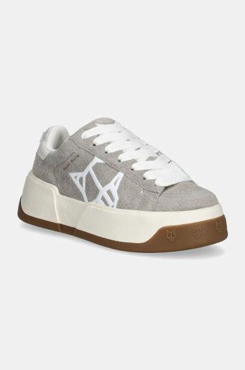 Semišové tenisky Naked Wolfe Sound šedá farba, Sound Light Grey Cow Suede