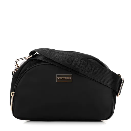 Dámska kabelka na rameno z nylonu čierna 29-4P-204-10