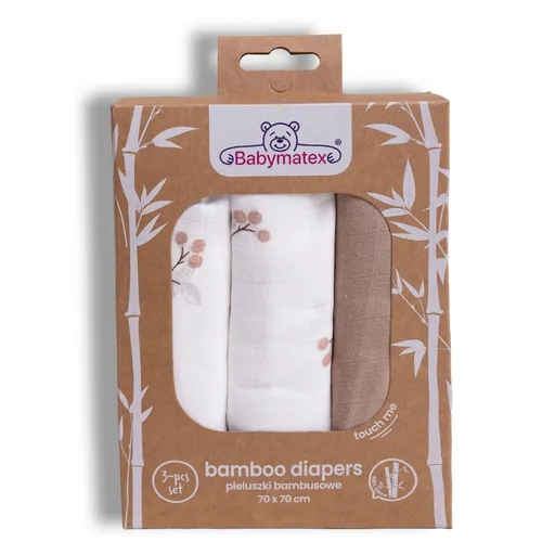 Babymatex Bambusové plienky Maliny, 70 x 70 cm, súprava 3 ks