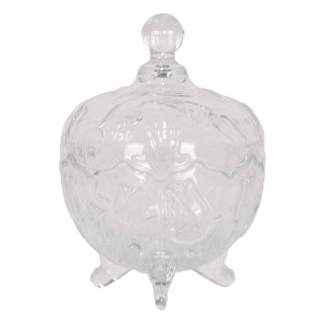 Transparentní skleněná dóza na cukrovinky s víkem Tulip - Ø 15*20 cm 6GL4201T