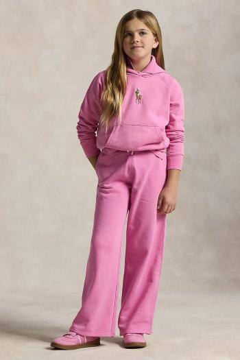 Detské tepláky Polo Ralph Lauren ružová farba, jednofarebné, 313957843002