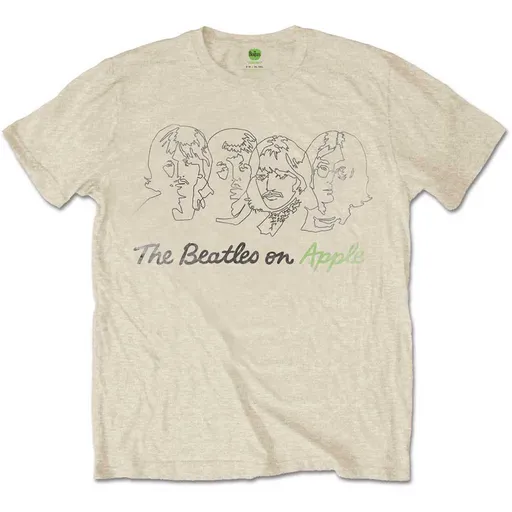 The Beatles tričko Outline Faces on Apple Natural M