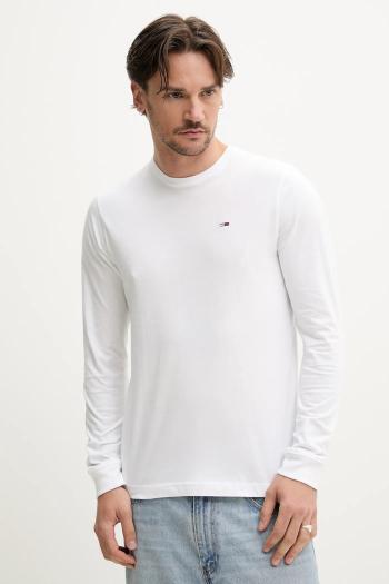 Bavlnené tričko s dlhým rukávom Tommy Jeans 2-pak biela farba, jednofarebné, DM0DM20731