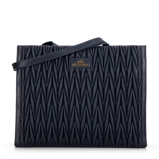 Dámska shopperka s vertikálnym prešívaním tmavomodrá