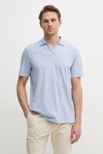 Polo tričko s prímesou ľanu Calvin Klein jednofarebný, K10K114136
