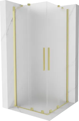MEXEN/S - Velar Duo sprchovací kút, posuvné dvere 90 x 90, dekor, zlato kartáčovaná 871-090-090-32-55