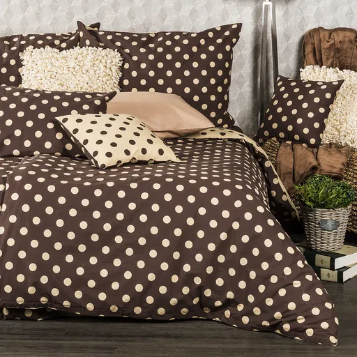 4home Bavlnené obliečky Bodka Čokoláda, 140 x 200 cm, 70 x 90 cm