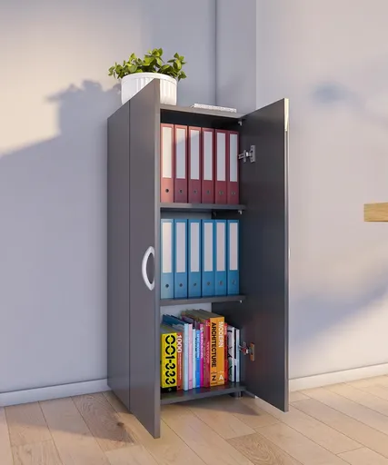 VCM Kancelářská skříň Ulas 3-komorová, antracitová