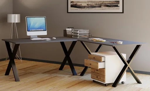 VCM Stůl Lona 110x50 X-nohy, antracit