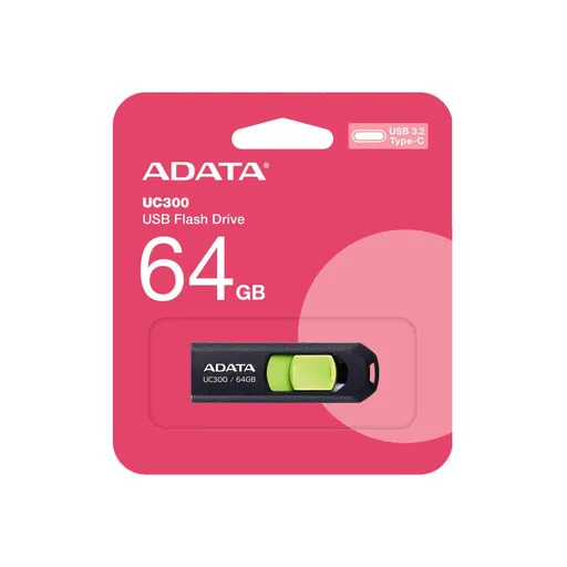 ADATA Flash Disk 64GB UC300, USB-C 3.2, čierno-zelená