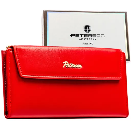 Červená dámska peňaženka z ekologickej kože so zapínaním na magnet