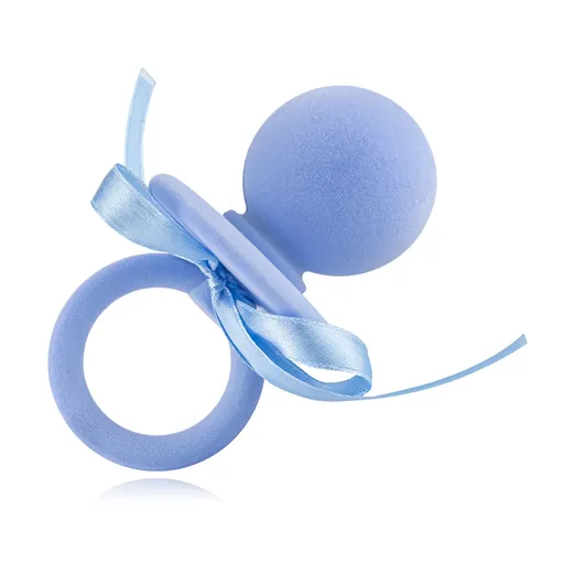 Modrá zamatová krabička na šperky v tvare cumlíka so stužkou