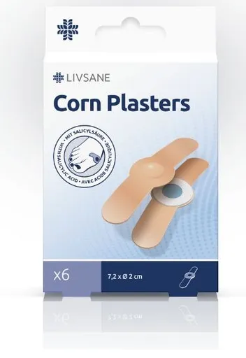 LIVSANE Náplasti na kurie oká s kyselinou salicylovou 7,2x2cm 6ks