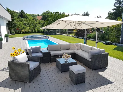 DEOKORK Ratanová variabilná zostava SEVILLA pre 8 osob (antracit)