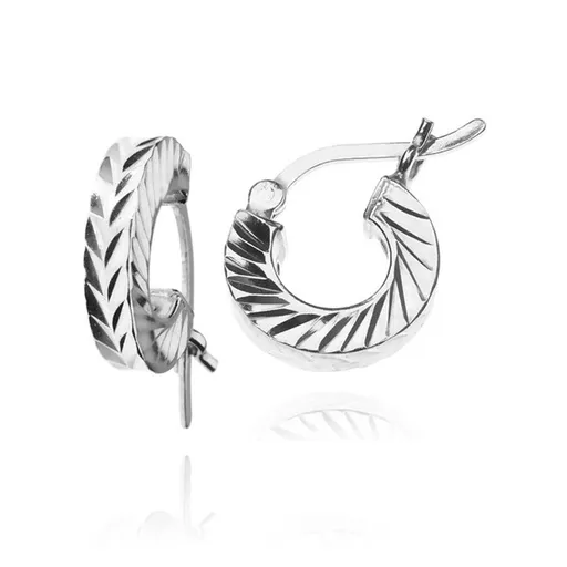 Náušnice zo striebra 925 - diagonálne brúsené malé kruhy, 12 mm