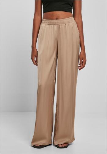 Urban Classics Ladies Satin Wide Leg Pants softtaupe - L